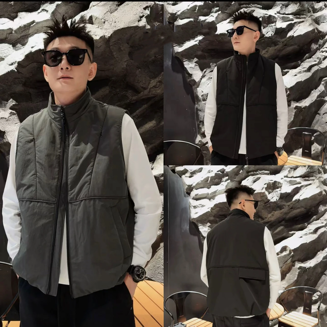 

Теплый шерстяной жилет на осень-зиму, повседневный, с воротником-стойкой, многофункциональный, мужская модная верхняя одежда для молодежи, стильный и удобный.