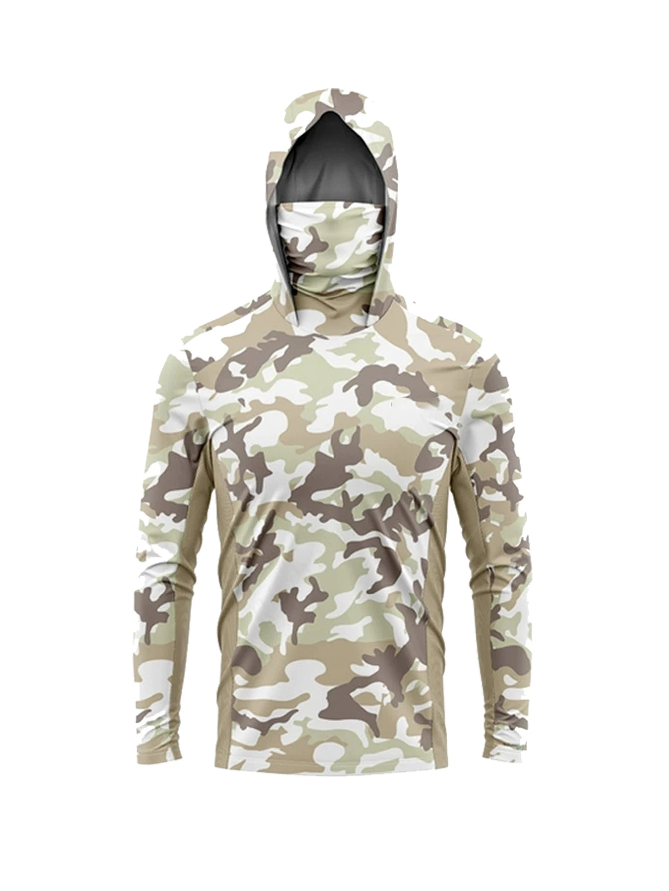 Men Fishing Shirts Face Mask Neck Anti-uv Breathable Hoodie Fishing Jersey Long Sleeve Sun Protection Angling Top view 3