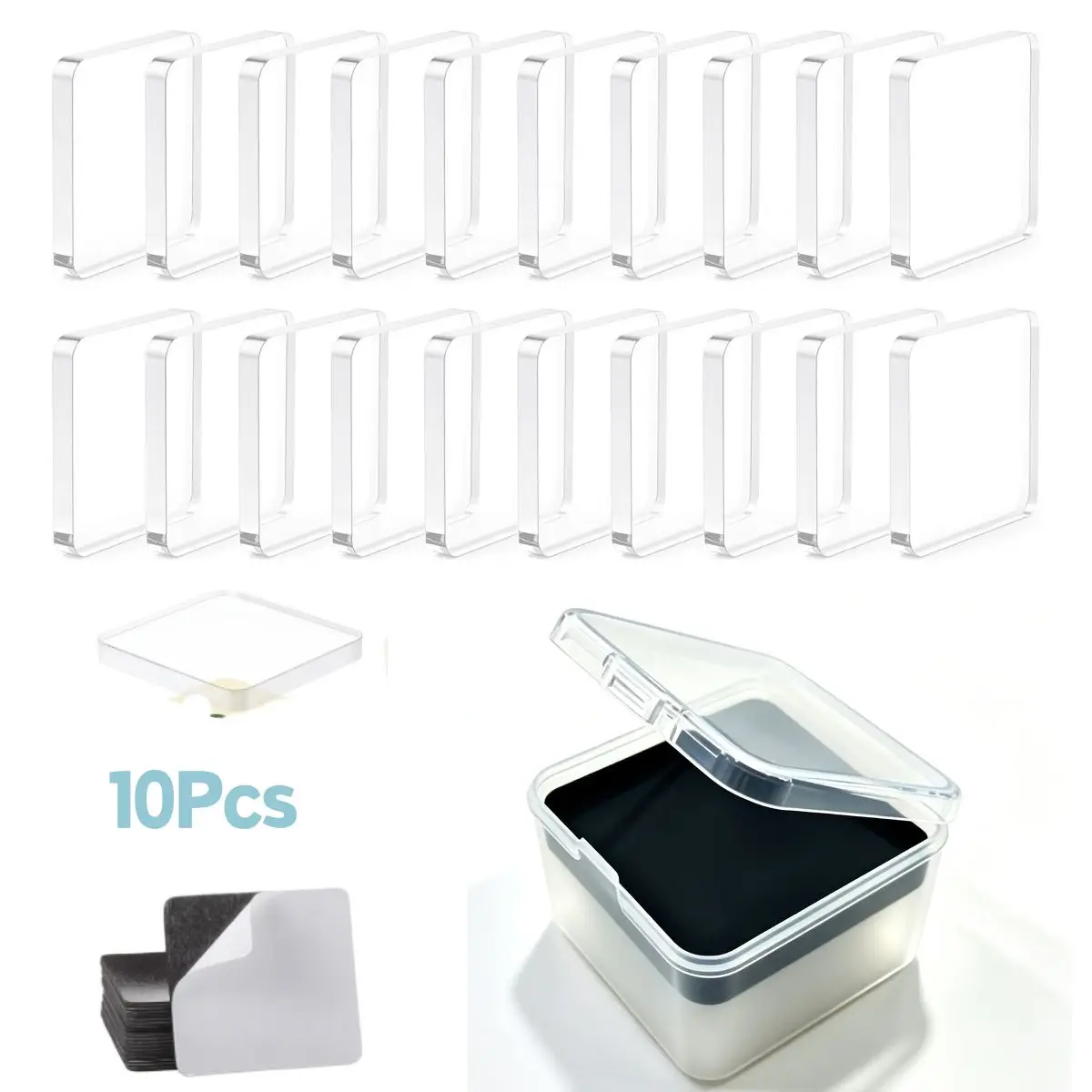 10Pcs DIY Fridge Magnet Kit Clear Acrylic Magnets Kit for RefrigeratorDiy Acrylic Magnet Kit Square Refrigerator Magnet Making