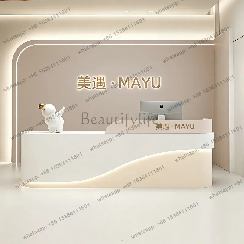 LSModern Minimalist Beauty Salon Bar Counter Nordic High-end Clothing Store Company Reception Desk Office Furniture Pulpit FYRD