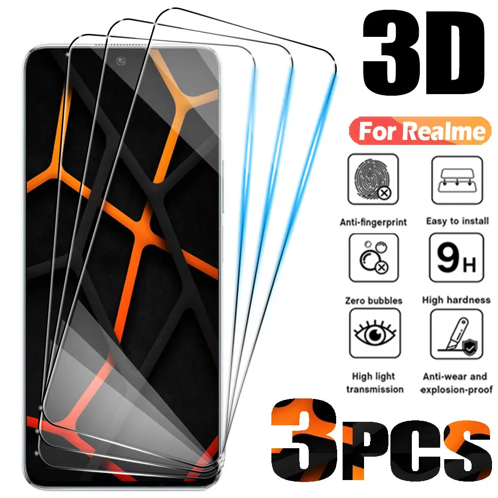

Защитное стекло для Realme GT 2 Pro 240W 5G Neo 2T 3 5, 3 шт., Защита экрана для Realme X2 X3 X7 Max X50 11 10, закаленное стекло