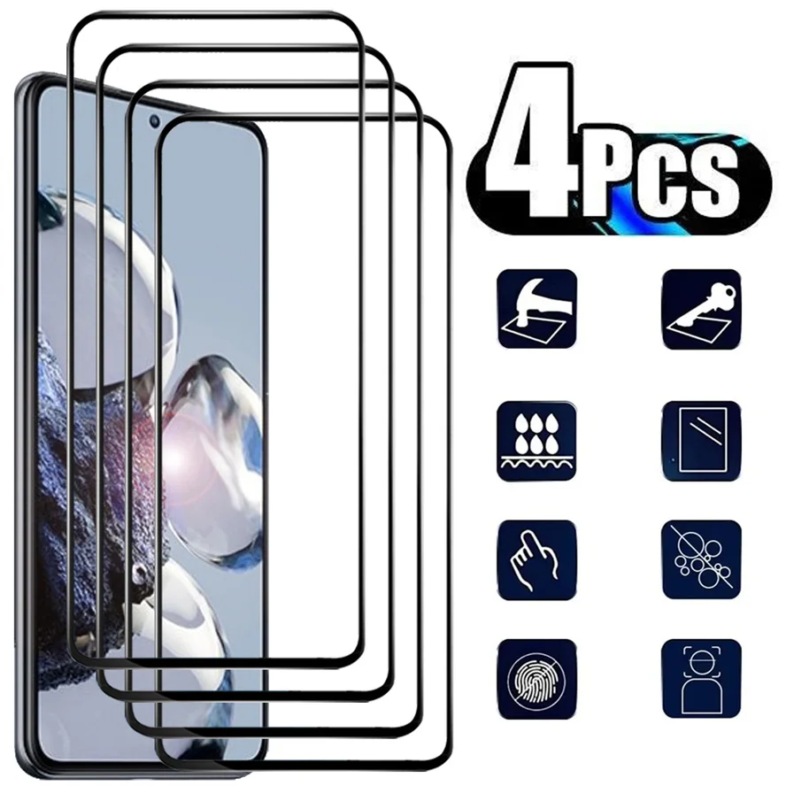 4 Pcs, 9D Glass for Xiaomi 12T/Pro Tempered Glass Mi12T Xiaomi 12 T Pro Screen Protector Mi 12T Pro Xiaomi 12T Glass Mi12T Pro