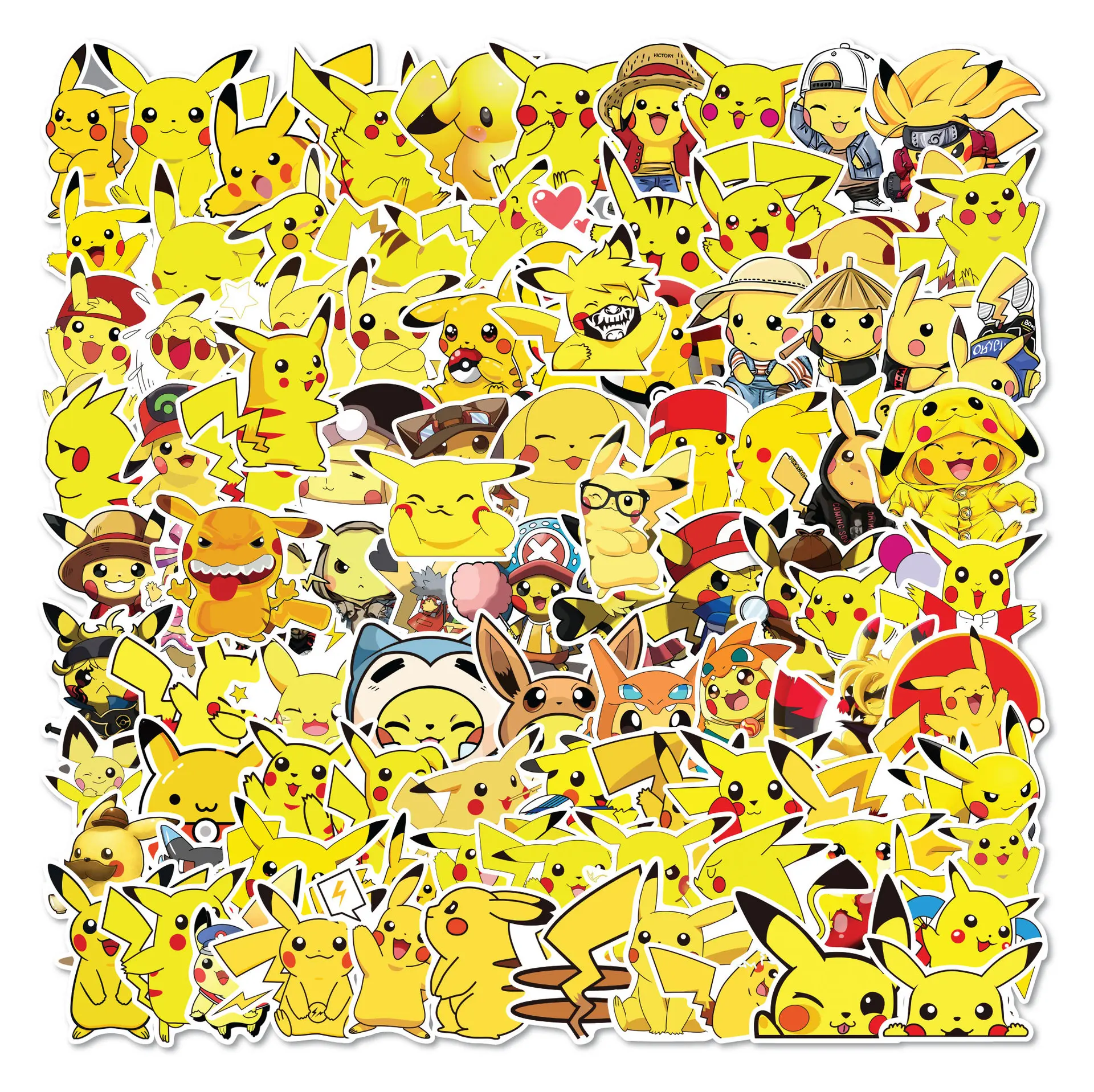 10/50/100 sztuk Pokemon Pikachu naklejki Cute Cartoon naklejka na laptopa kubek telefoniczny gitara deskorolka pcv wodoodporna naklejka zabawki dla dzieci