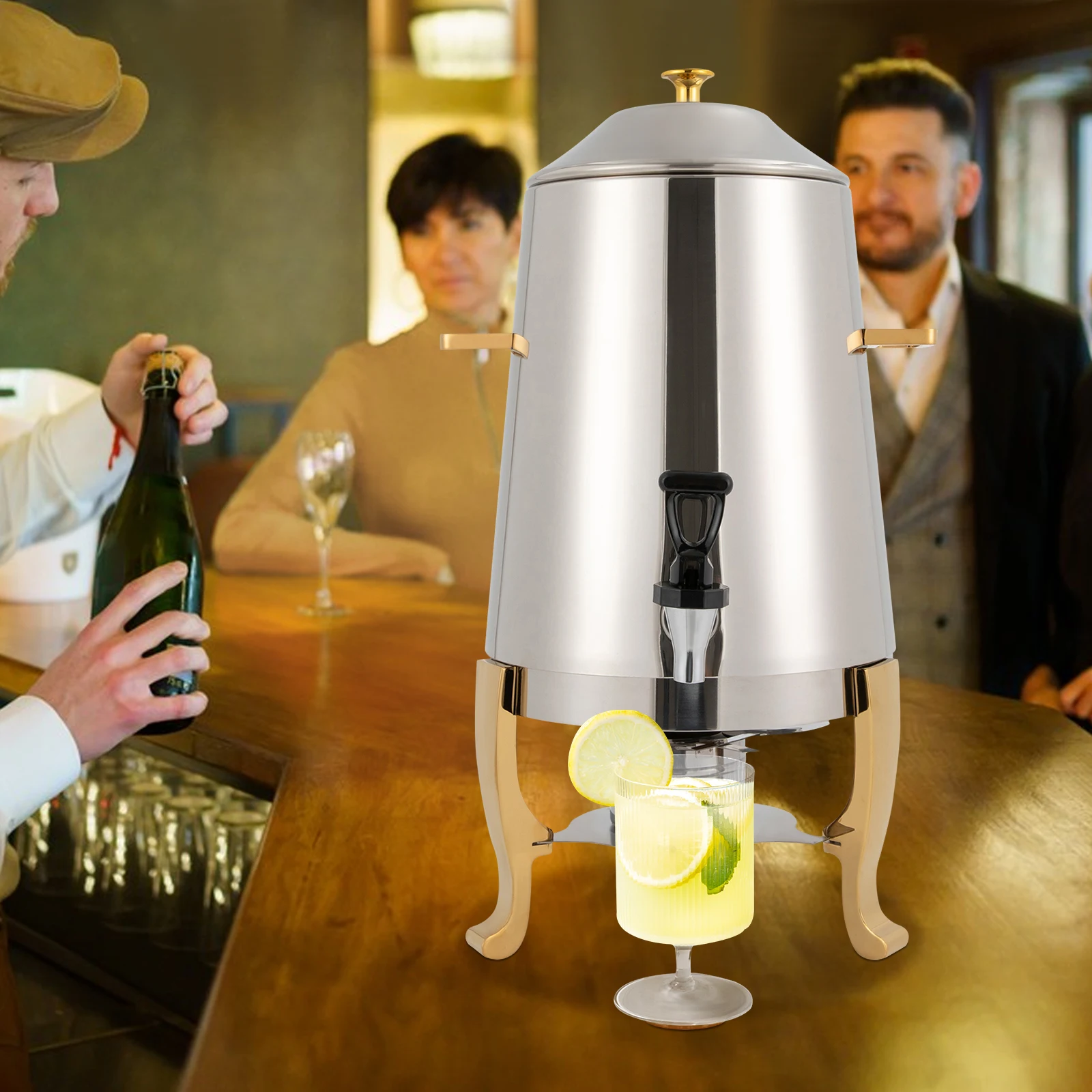 

3.5 Gallon Stainless Steel Coffee Urn Chafer w/Two Heating Methods, Hot Beverage Dispenser for Milk Coffee Tea Water Juice