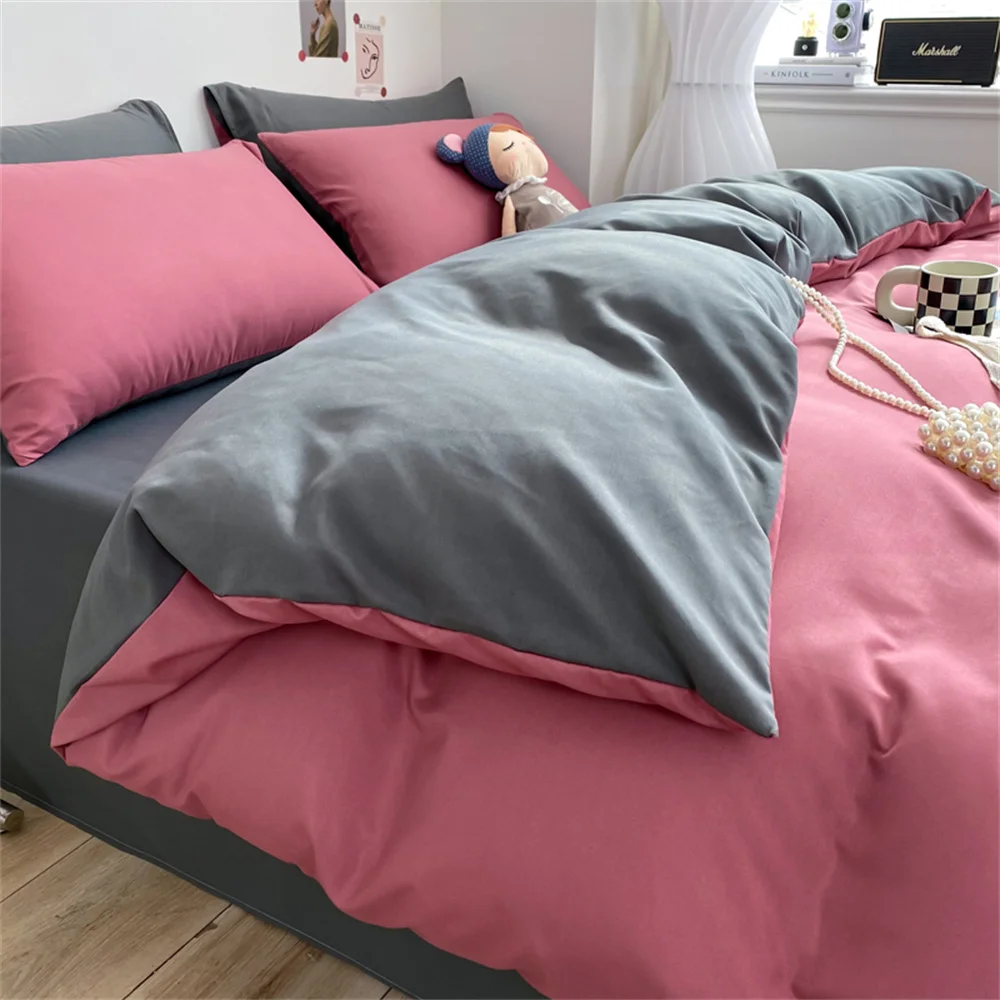 16 Color Gradient Cream Pink And Green Bedding Sets Streak Flat Sheets Soft Home Textile For Girls Full Size With Pillowcases