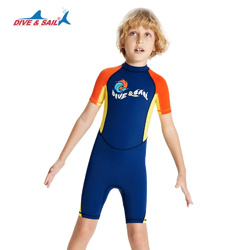 Toddler Teen Boys/Girls Swimsuit, One Piece Zipper Rash Guard Sunsuit with UPF 50+ Sun Protection Bathing Suit Short Sleeve