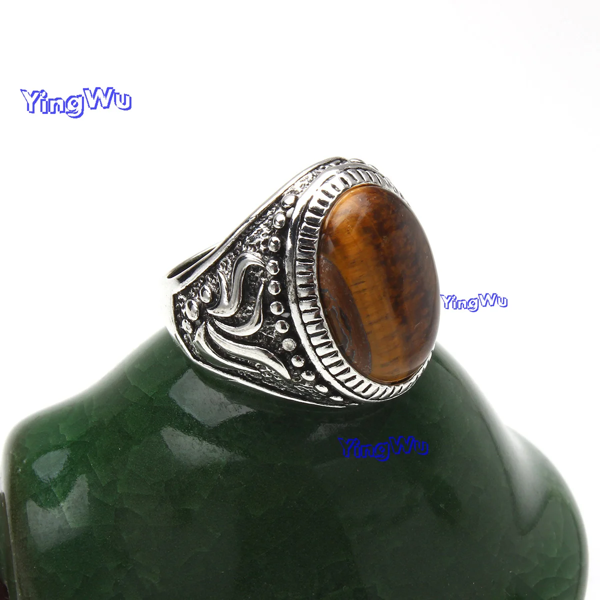 10pcs/Lot Wholesale Colorful Tiger Eye Natural Stone Finger Rings For Bohemia Mix Style Silver Color Hollow Alloy Metal Jewelry