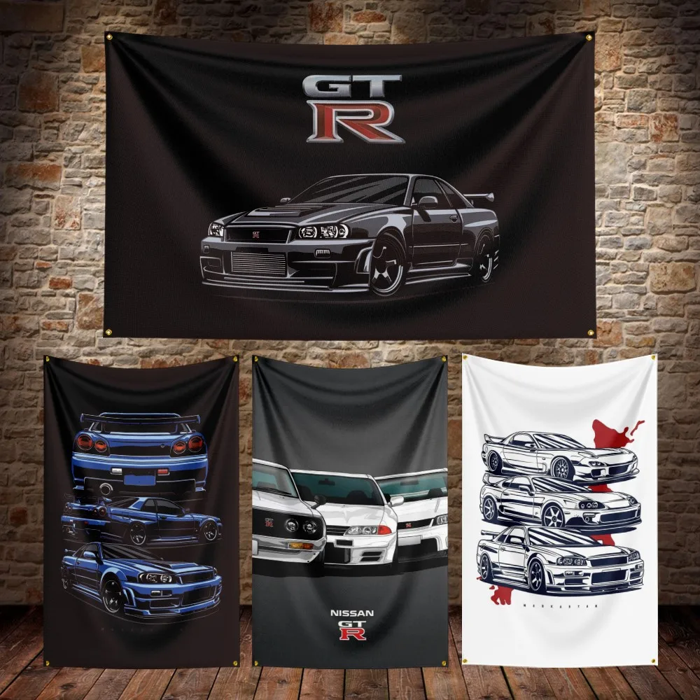 3X5Ft JDM Gtr Flag Polyester Digital Printing Car Banner For Decor 35