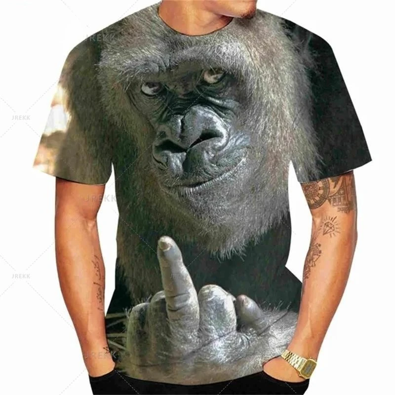 Animal T Shirt For Men 3D Printed Design Spoof Gorilla Funny Monkey Women T-Shirt Pout Monkey Children Short Sleeve Sweatshirt