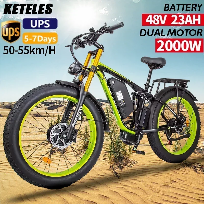 Electric Bicycle Adult KETELES K800 Pro 2000W motor 48V 23AH 26inch Fat Tire Electric Bike 21Speed Mountain Snow Off-road ebike