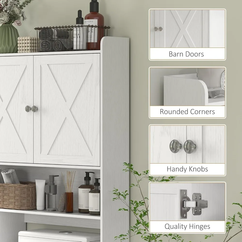 Over The Toilet Storage Cabinet, Farmhouse Above Toilet Bathroom Organizer with Barn Doors, Adjustable Shelf, Customized