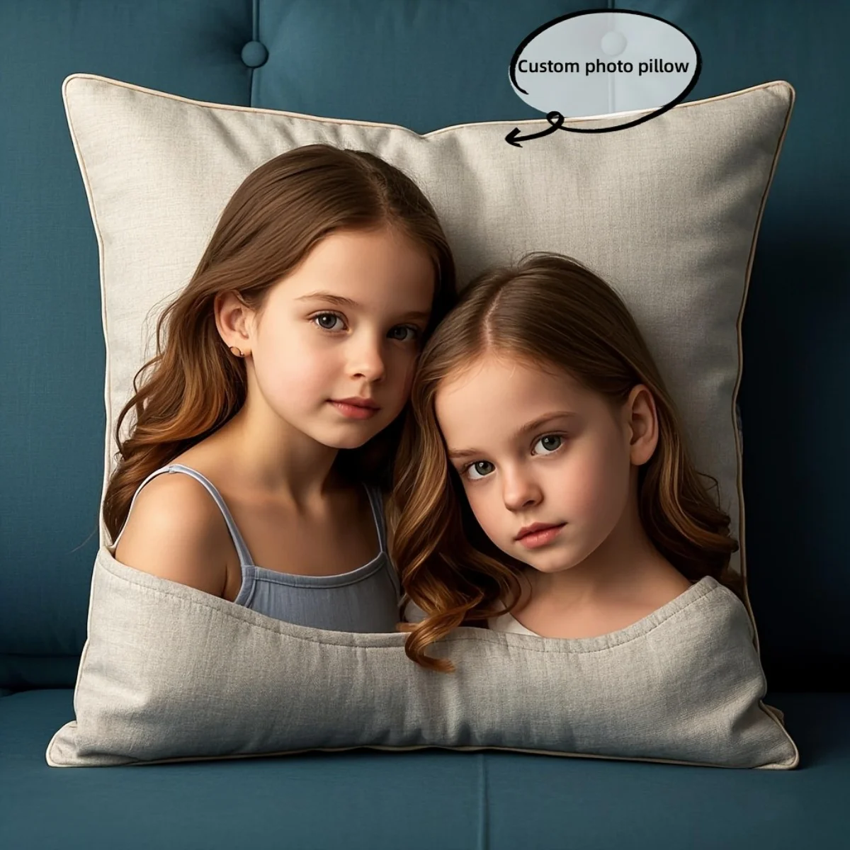Custom square pillow cover, invisible zipper, high quality—suitable for home sofas and bedroom decor.