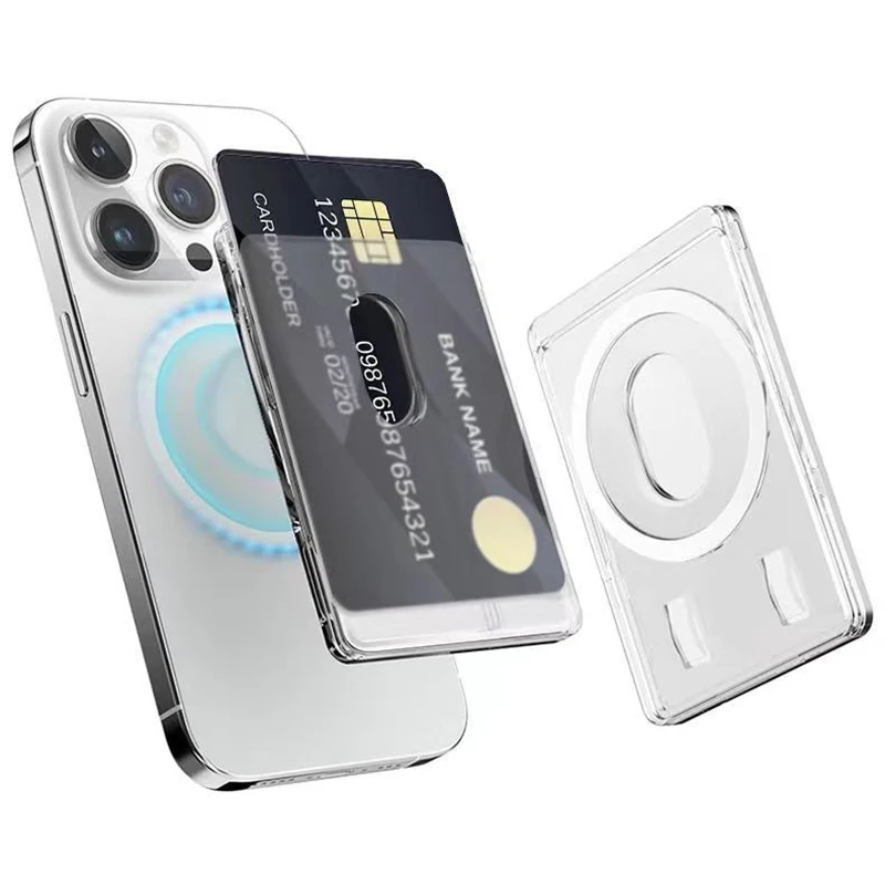 

Frosted Magnetic Card Holder For Bus Bank Card Portable Transparent PC Adhesive Card Holder For Xiaomi Apple Huawei