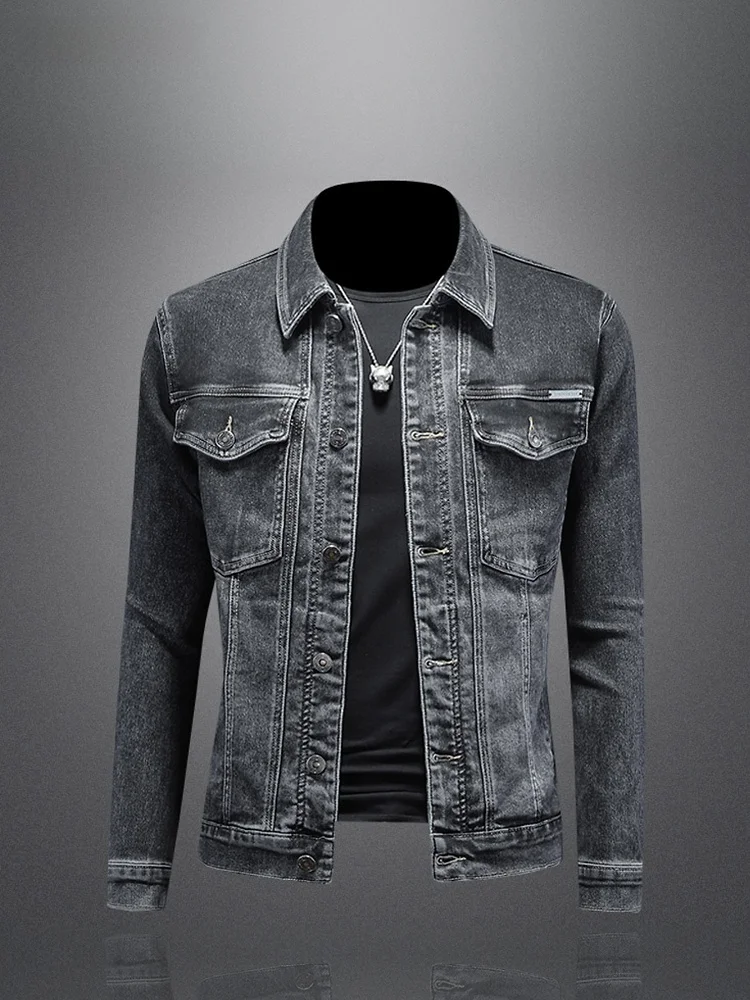 

Мужская джинсовая куртка в стиле ретро с американской талией на весну и осень, рабочая одежда большого размера, модная и универсальная верхняя одежда