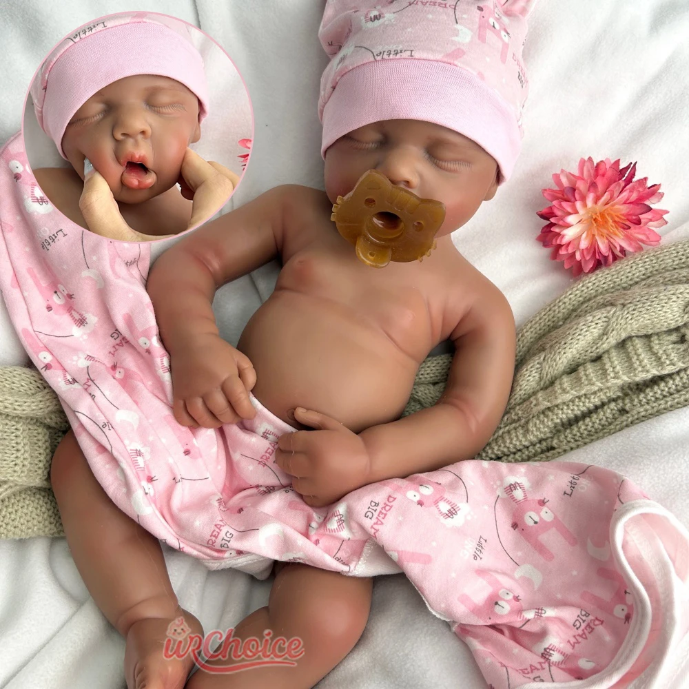 

Темная кожа Loulou может открыть рту 20 дюймов для девочек/мальчиков, полностью мягкая силиконовая кукла реборн, реалистичная утяжеленная кукла, подарок для деменции