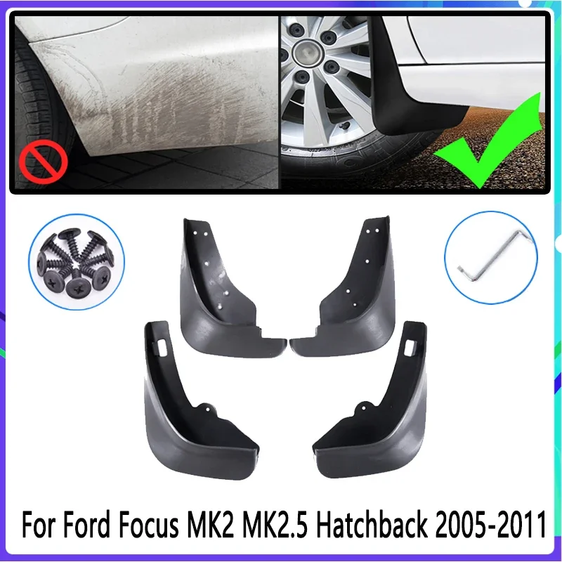 4 PCS Car Mud Flaps for Ford Focus 2 MK2 MK2.5 Hatchback 2005~2011 Mudguard Splash Guards Fender Mudflaps Auto Accessories
