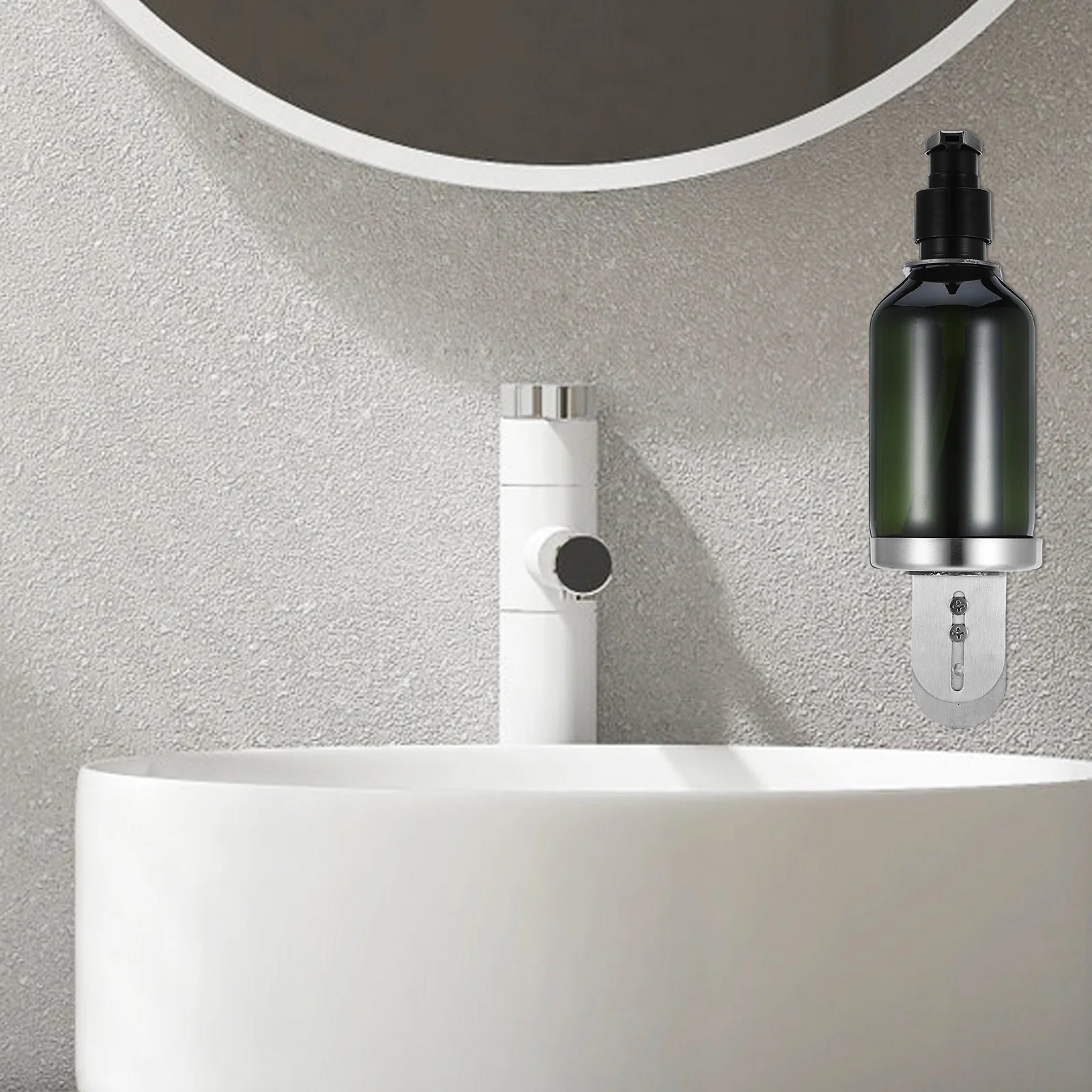 

1Set Stainless Steel Soap Dispenser Wall Mounted Bracket Kit Large Capacity Plastic Bottle Refillable Soap Lotion Dispenser