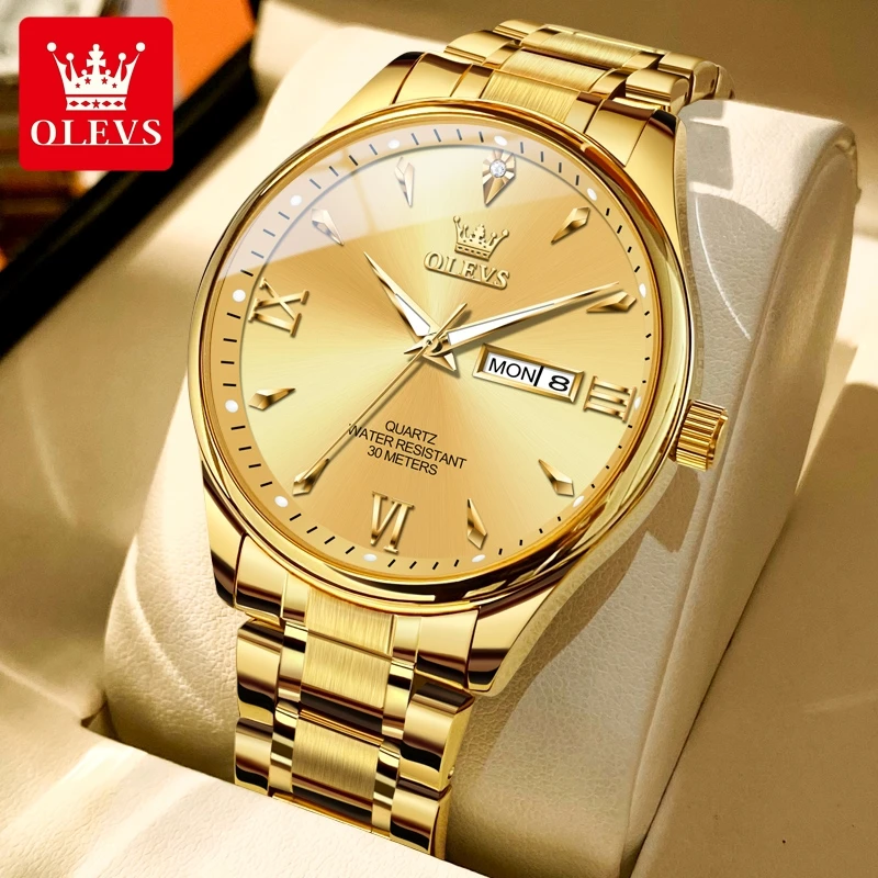OLEVS 9806 Merkhorloge voor koppels, kalender, waterdicht, lichtgevend, quartz horloge voor heren en dames, origineel modehorloge voor liefhebbers.