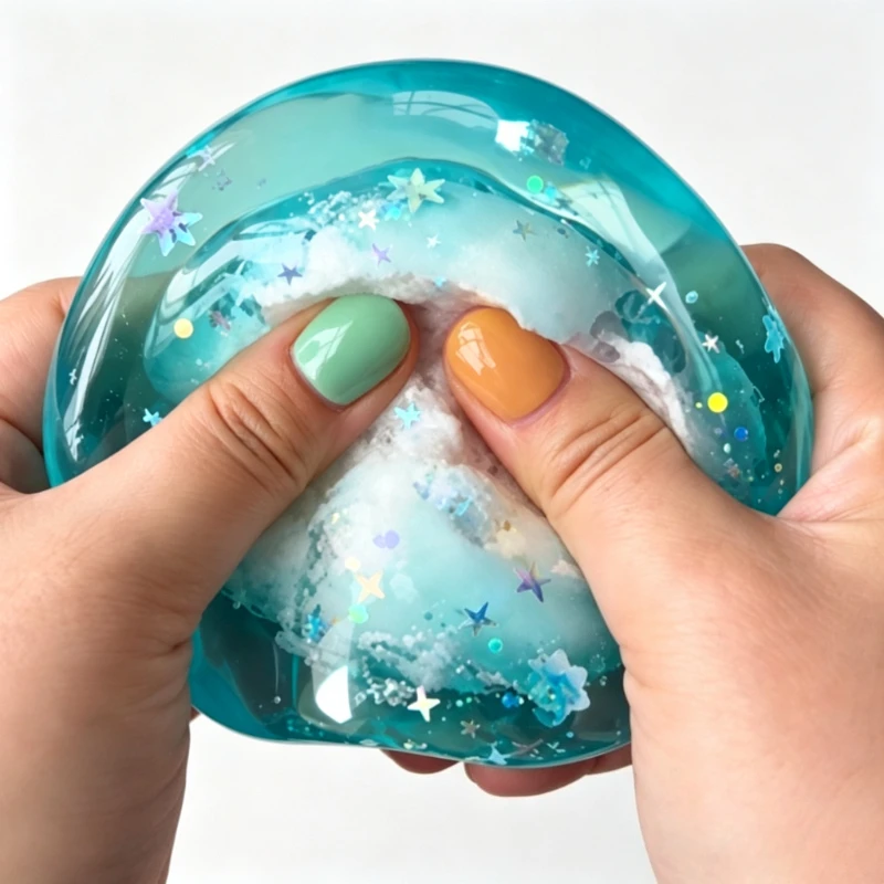 Knuspriger, weicher, knisternder Stressball „Blue Ocean“ mit Kokosnussöl, knisternde ASMR-Schneebälle, sensorisches Fidget-Spielzeug zur Stresslinderung für Erwachsene