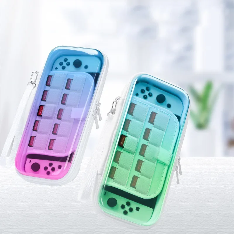 Transparent Bag for Nintendo Switch/switch OLED Gradient Design 10 Game Cards Storage Carrying Handbag Console Show Case