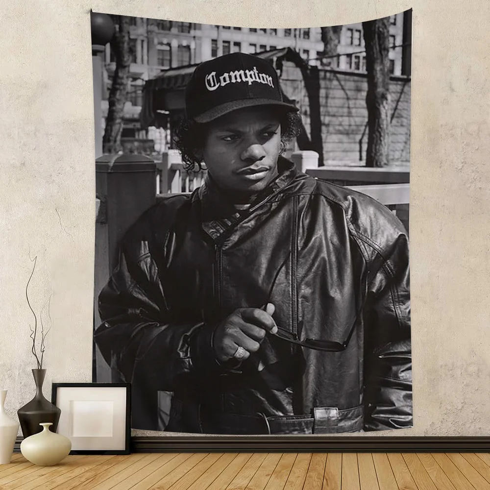 West Coast Hip Hop Rapper Eazy E Anime Tapestry Blends Tarot Hippie Vibes, Wall Rugs Hanging Sheets, Cool Decor for Fans’ Spaces