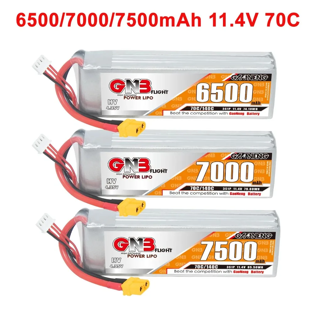 

GNB 3S 6500mAh 7000mAh 7500mAh 11.4V Lipo Battery For Off-Load and On-Load RC Car Axial Lock Crawler Arrma RTR Redcat Losi Buggy