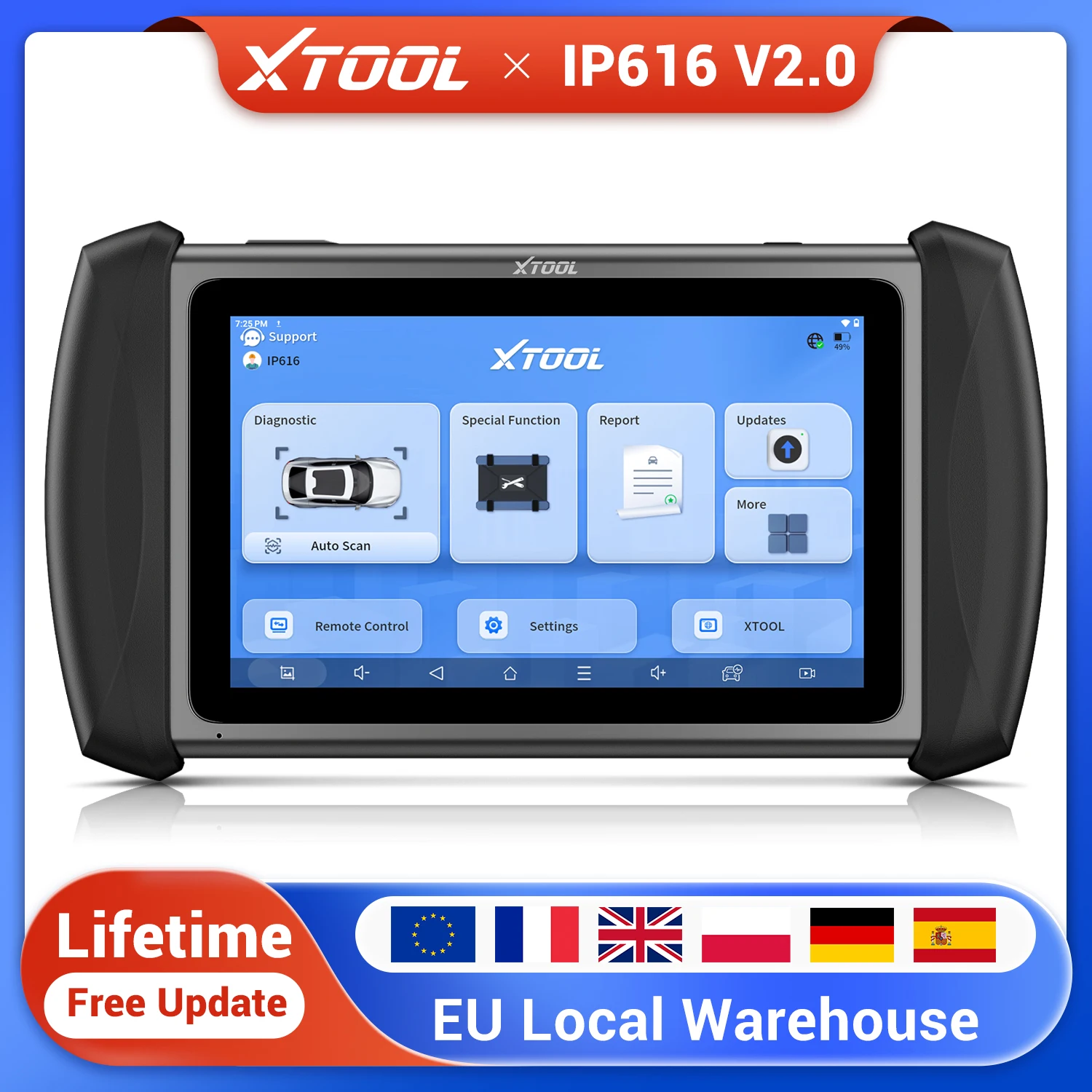 Scanner automobile bidirectionnel XTOOL InPlus IP616 : outil de diagnostic avec plus de 34 services de réinitialisation, mises à jour gratuites à vie, scanner OBD2, CAN FD, DoIP, FCA