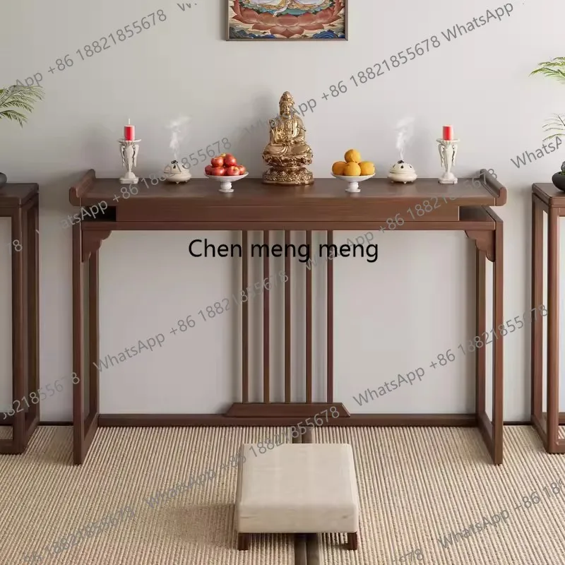 New Chinese-style solid wood Buddhist table offering table, household shrine, Buddhist shrine offering table  placing table plan