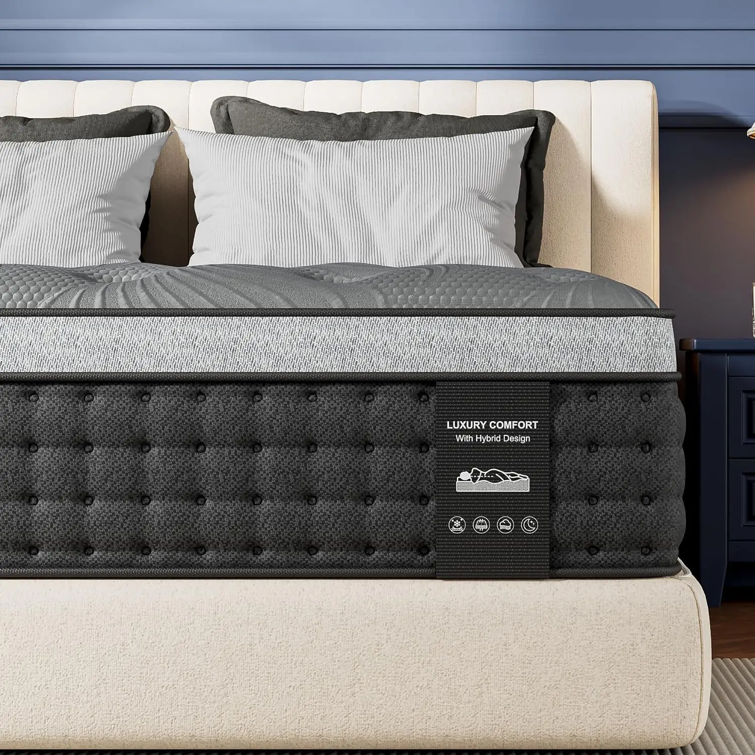 Firm Queen Mattress 14 inch, Cooling Hybrid Queen Mattress in a Box | Luxury Hotel-Collection Designed for Deep, Customized