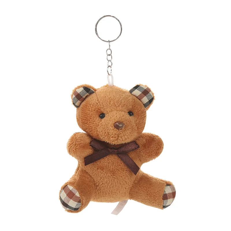 1Pcs 9cm Tie Teddy Bear Plush Stuffed Doll Toys Cute Cartoon Design Sitting Posture Animal Keychain Pendant Girls Birthday Gifts