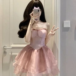 New Korean Style Fashionable Slim and Pure Niche High-end Strapless Princess Puffy Short Skirt Women's Dress