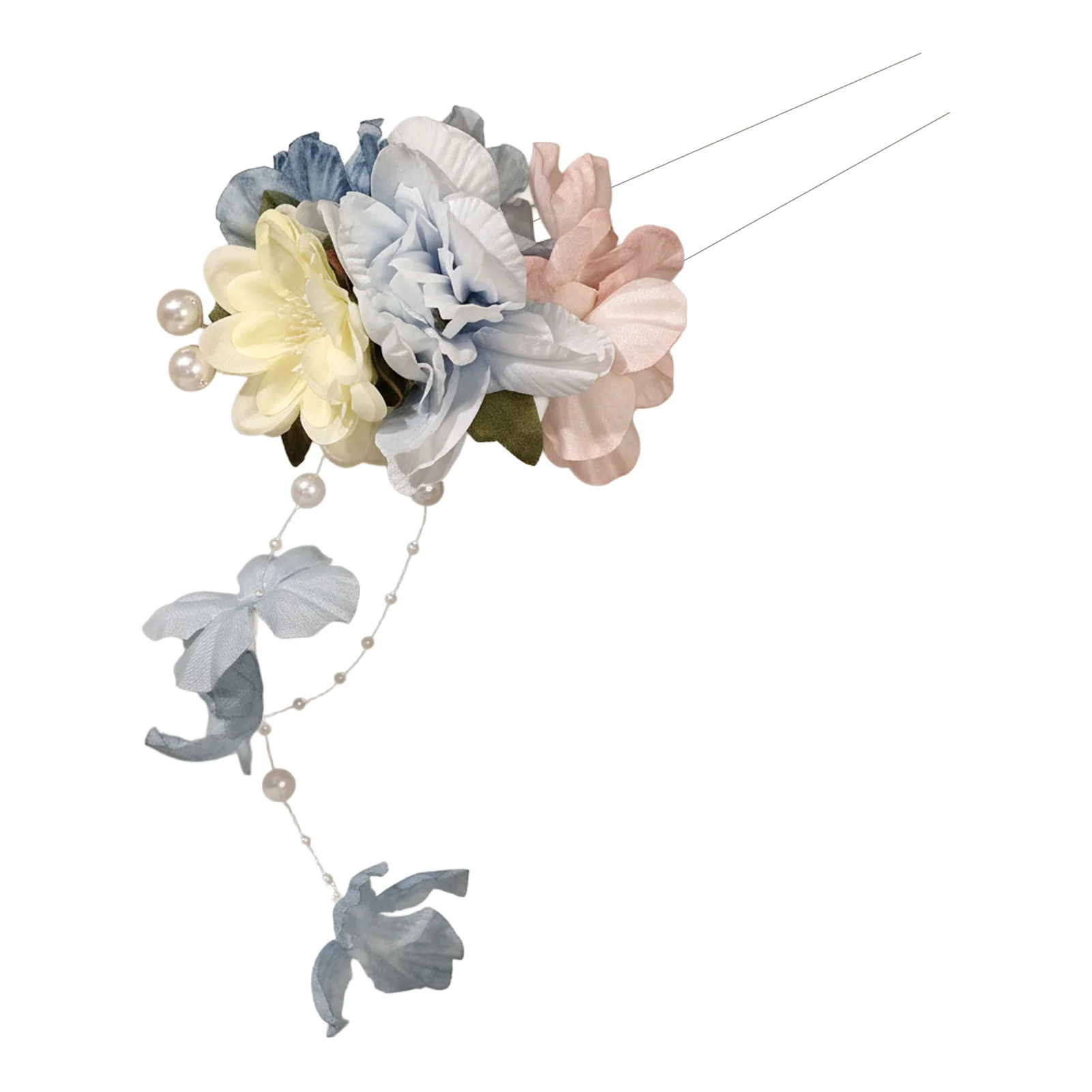 Künstliche Blumen-Haarspange mit bunten Quasten und Perlen – Frühlings-Foto-Requisite für Damen und Mädchen im Alltagsstil – Detail 6