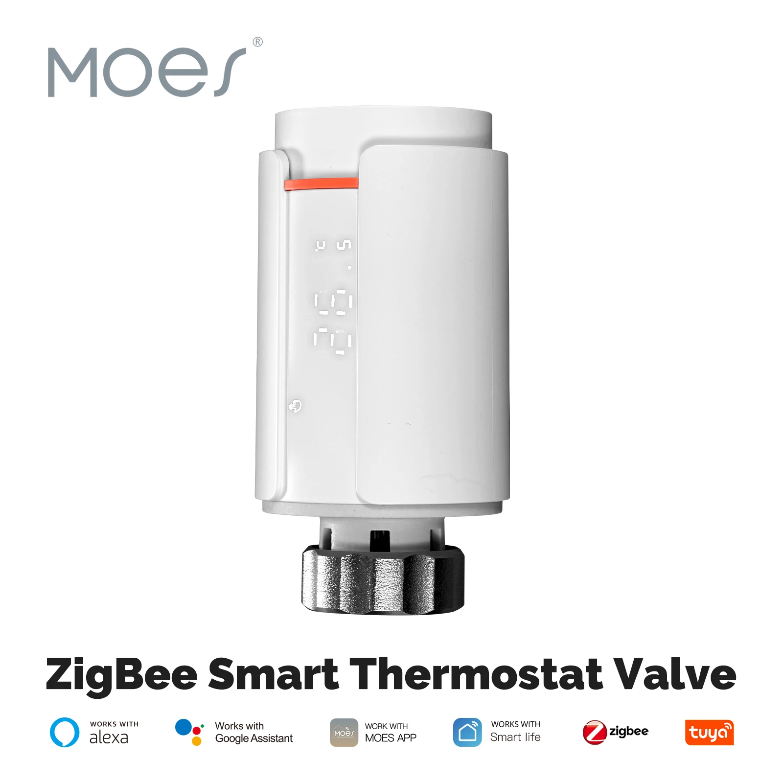 Moes ZigBee Smart Thermostat Valve Works with Alexa Google Home Programmable Radiator TRV Controller for Heating
