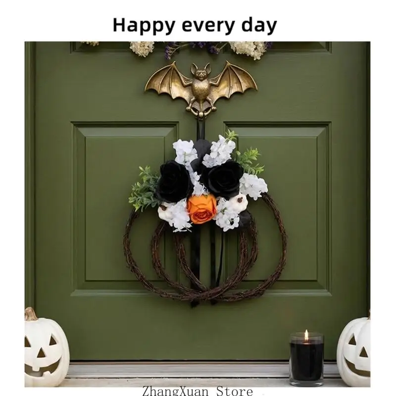 Halloween-Kranz-Akzent für den Innenbereich mit Kunstblumen-Eintrittsdisplay 3XUF – Detail 5
