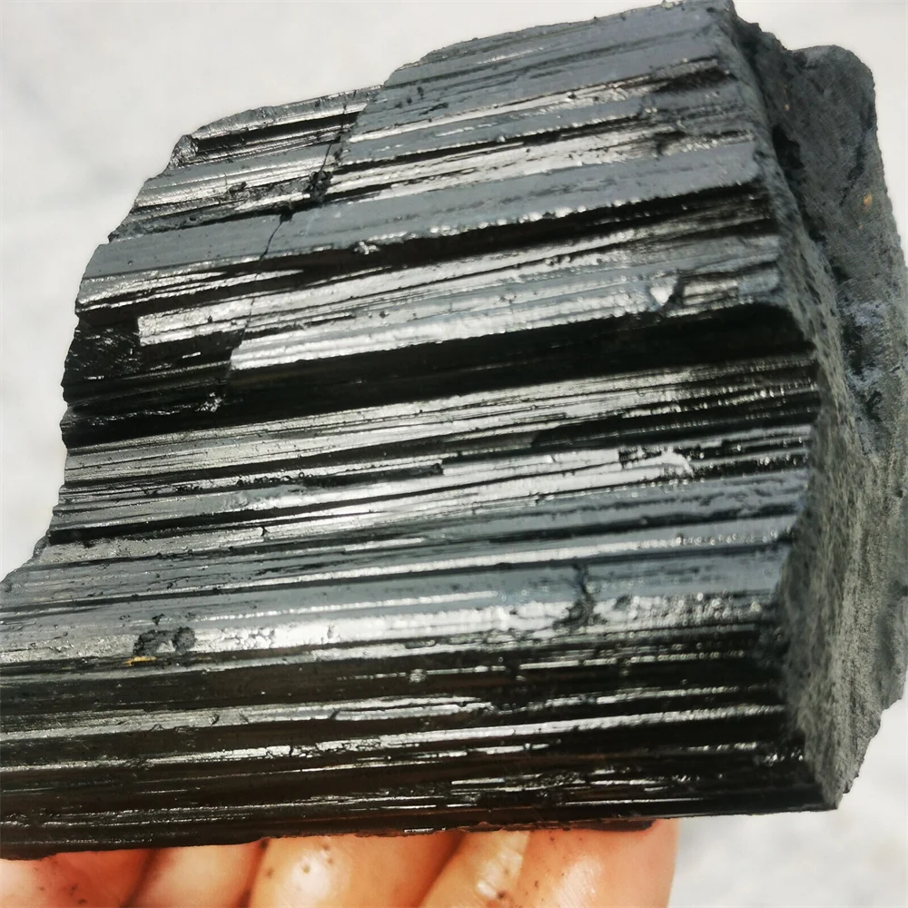 

Natural Beautiful Black Tourmaline Quartz Specimen Crystal Restoration Stone