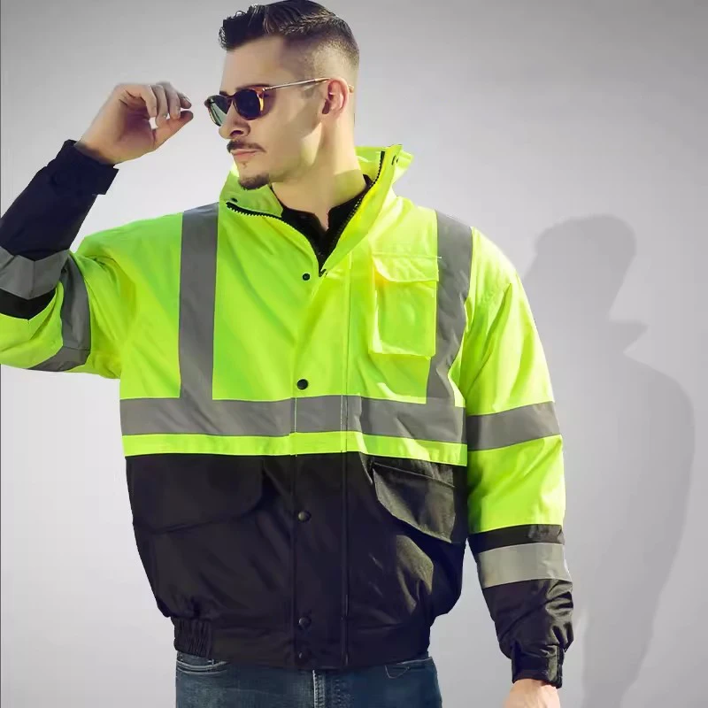 Winter Men Clothes Warm Jacket Thicker Cotton Coat Waterproof Hi Vis Reflective Clothing for Outdoor Work/Traffic/Construction