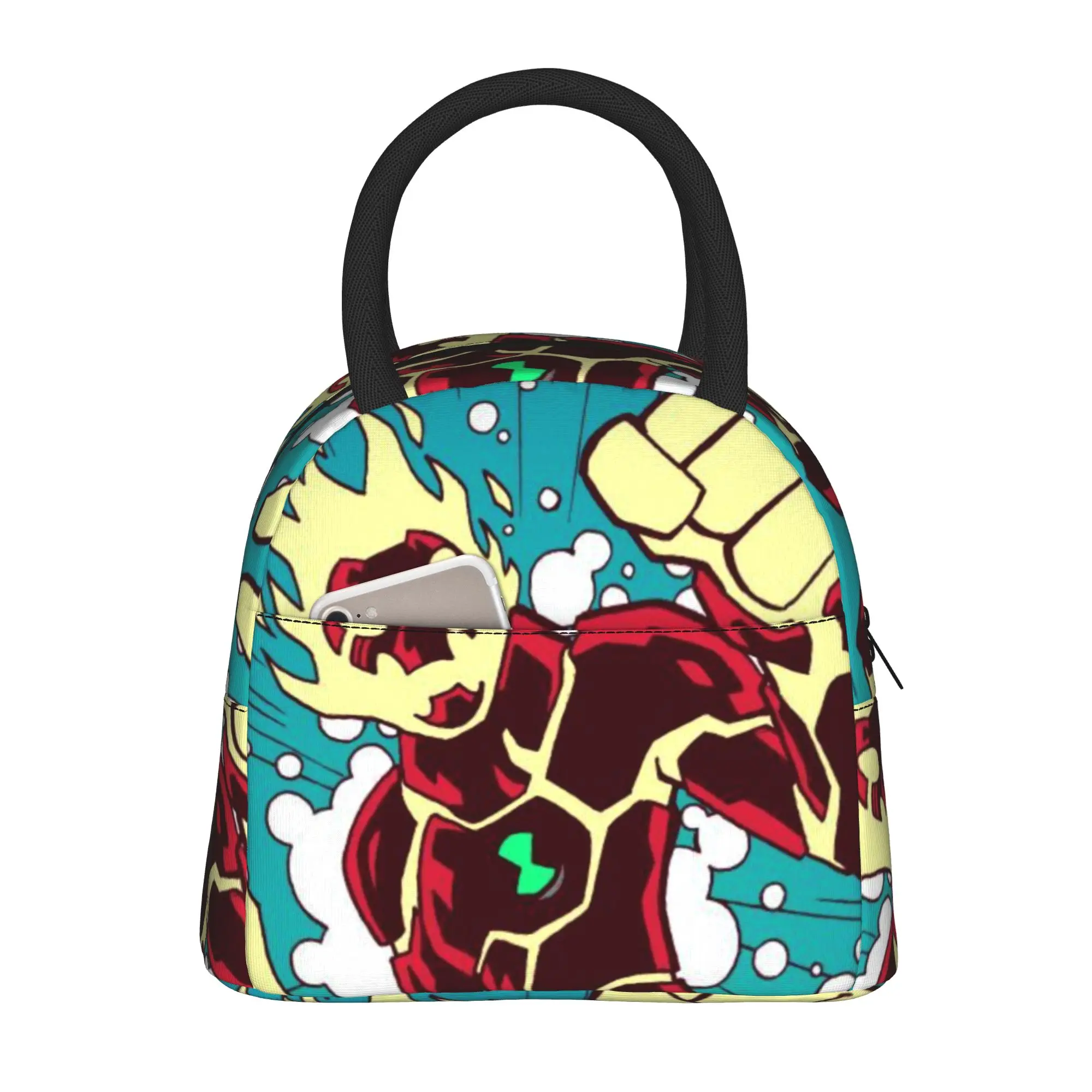 Back to school season Ben 10  Picnic Bag Heatblast Comic Style Large Capacity Harajuku Design Portable Leakproof Lunch Bag