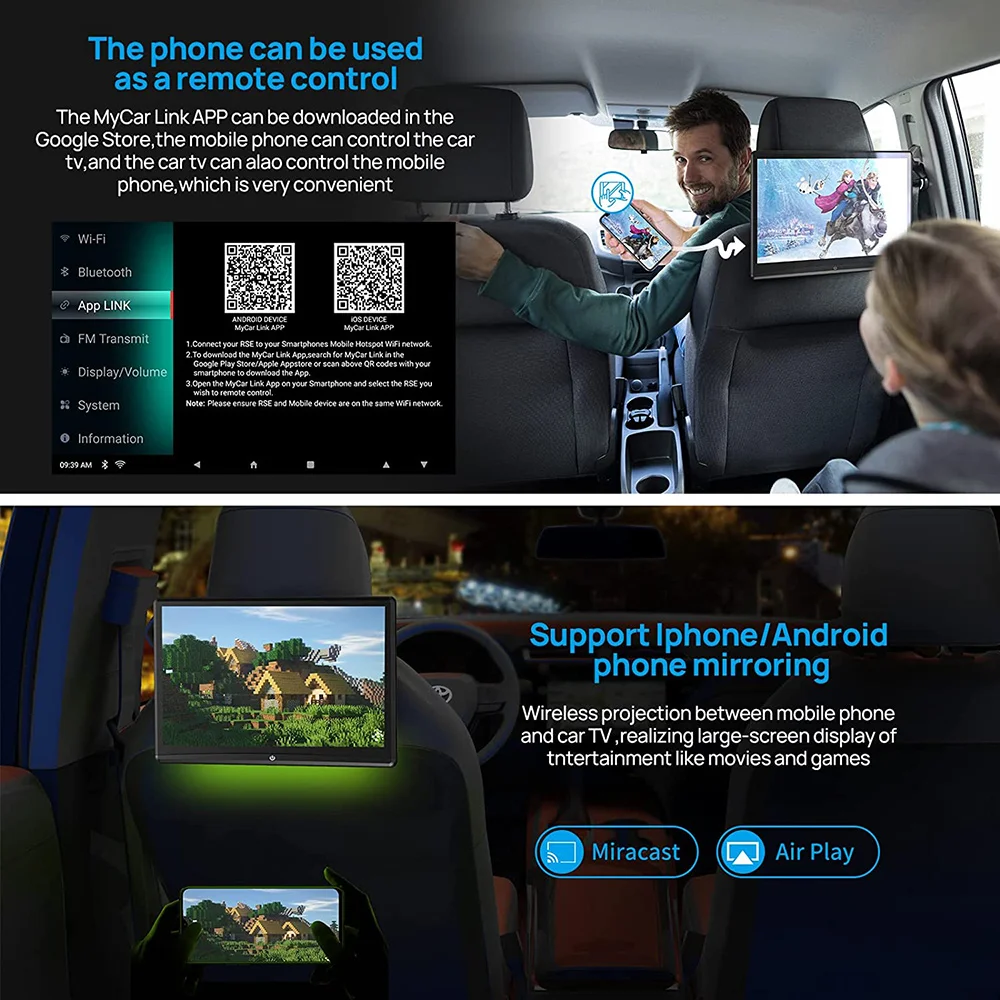 Android Car Headrest Monitor Rear Car Screen For Car Rear Seat HDMI Monitor 13.3 Inch Touchscreen Car TV Screen For Kids