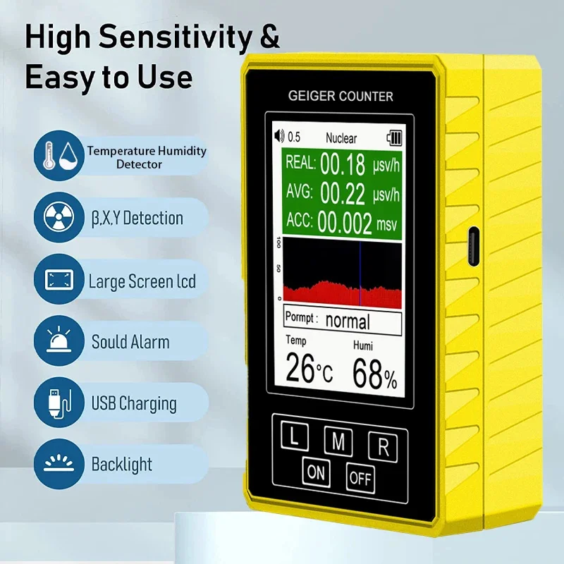 BR-9C-XR-3 Pro 휴대용 디지털 디스플레이 전자기 방사선 핵 검출기, EMF 가이거 카운터, 정확한 테스터, 2 인 1