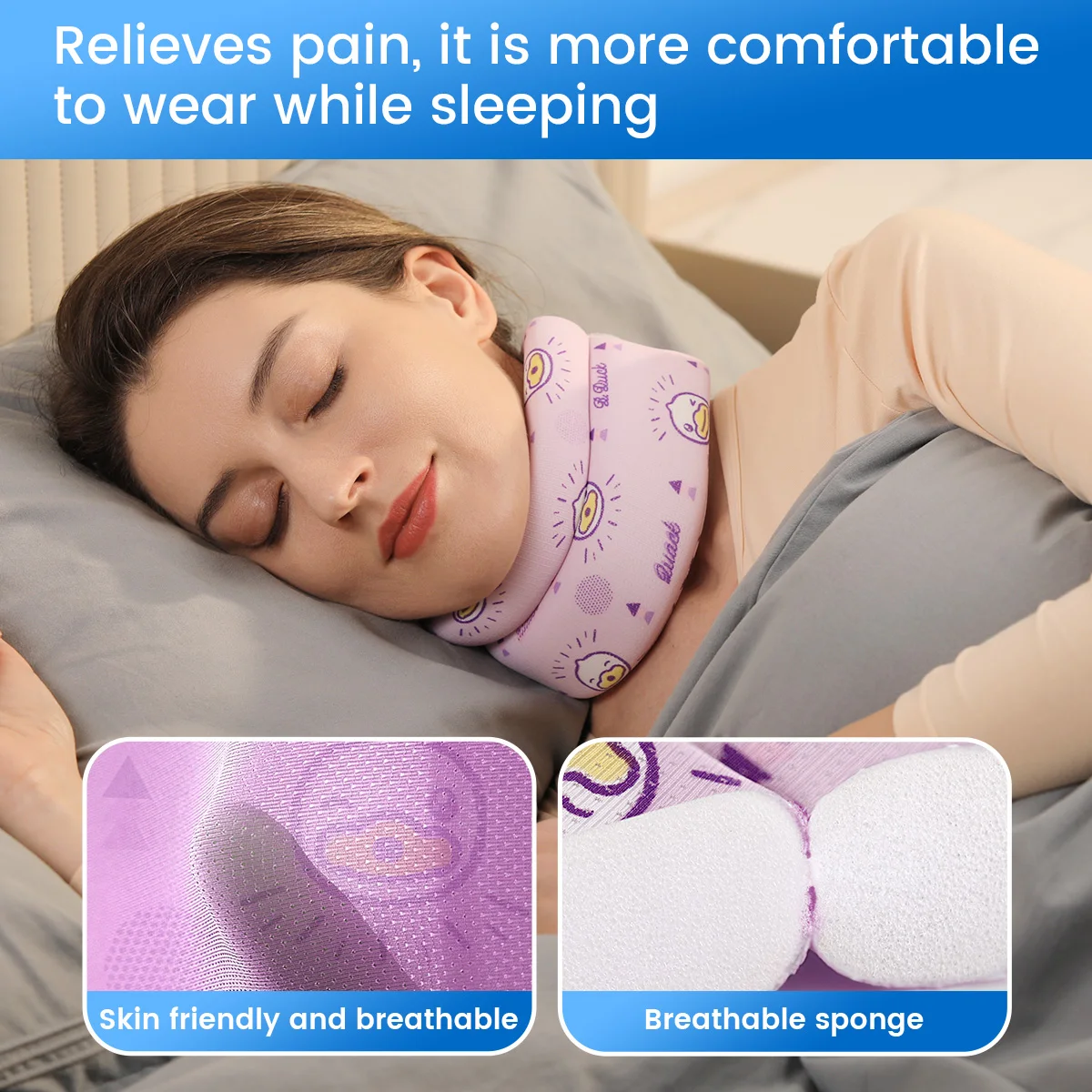 VELPEAU Neck Support Soft for Neck Forward Tilt, Migraine and Spine Pain Orthopedic B.Duck Neck Brace for Sleeping and Travel