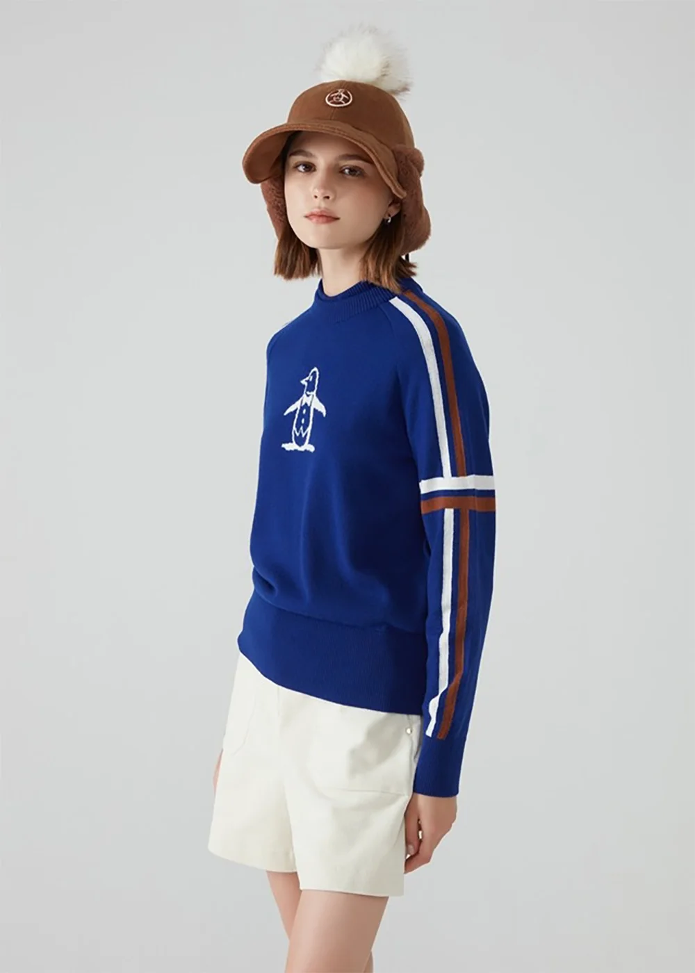 سترة نسائية محبوكة كلاسيكية متعددة الاستخدامات جديدة مريحة للجولف عصرية ماركة ملابس رياضية خريفية بأكمام طويلة وياقة مستديرة