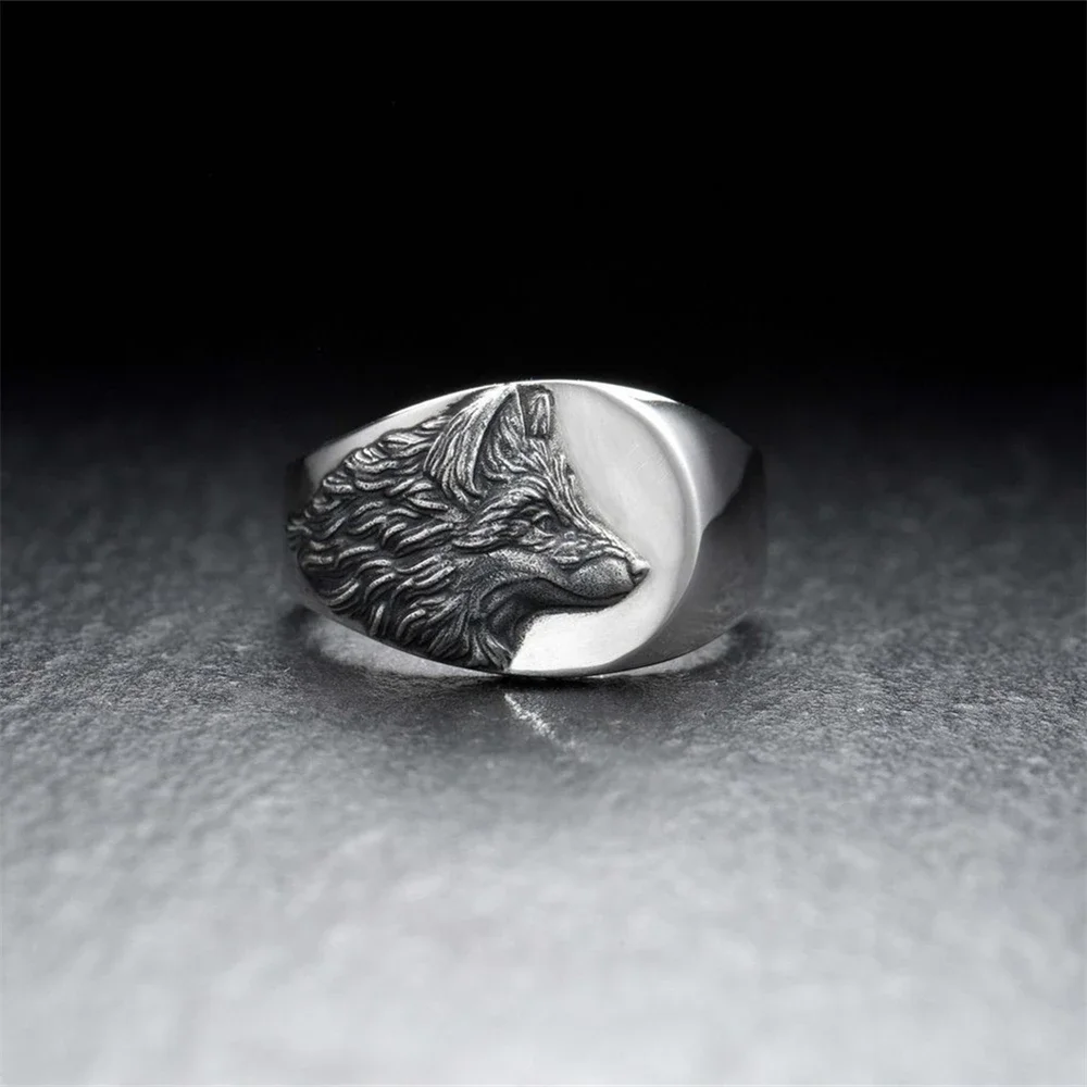 Fashion Men\'s Retro Wolf Head Ring Male Personality Domineering Griffin Party Ring Punk Ring Jewelry Accessories Boyfriend Gifts