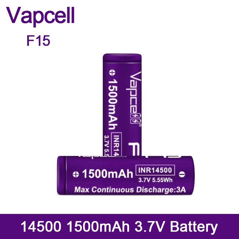 Vapcell INR14500 F15 1500mAh 3.7V Lithium Ion Batteries for  Home Appliances
