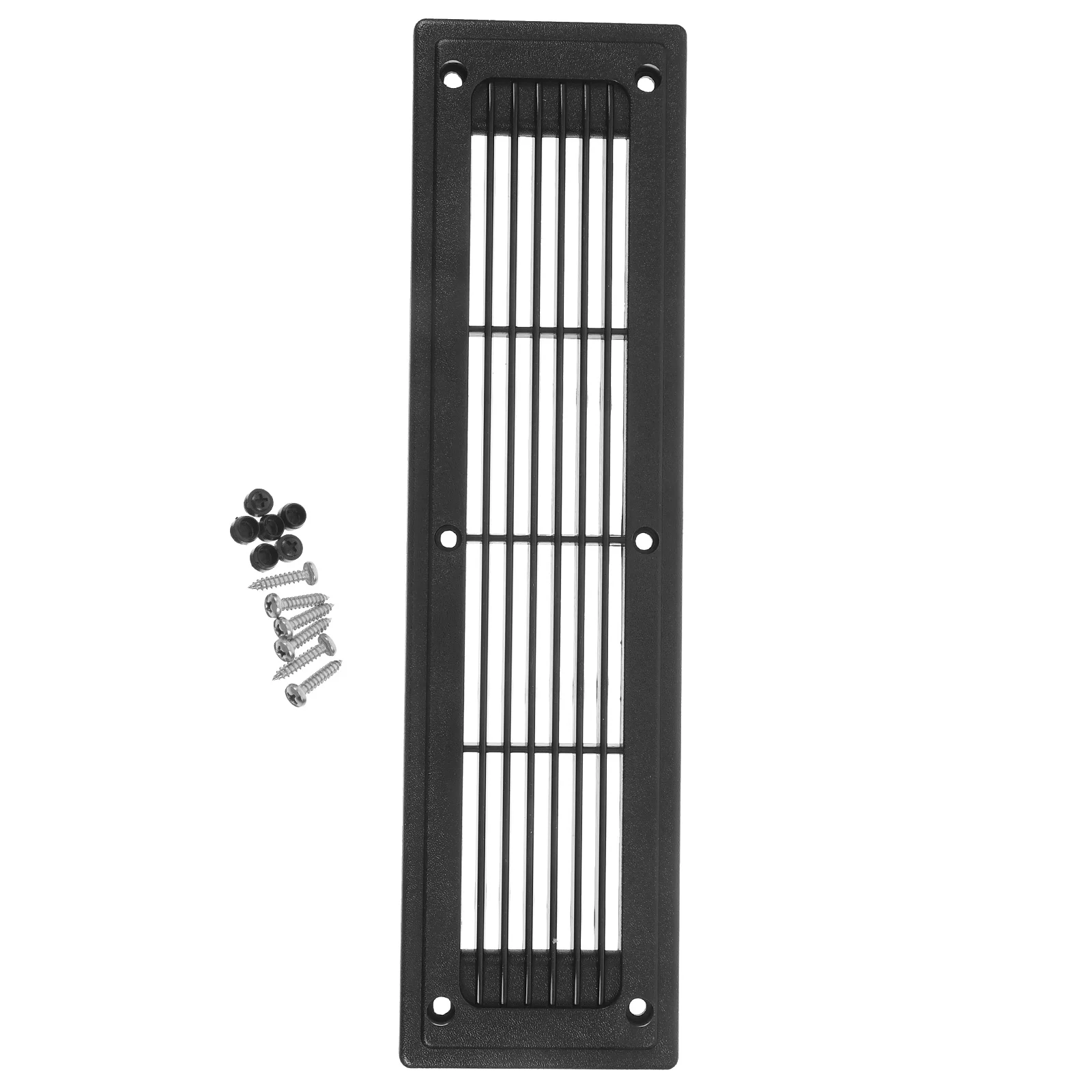 300x80mm Rectangular Louver Floor Register for Central AC RV Marine Black Plastic Easy Install Large Size