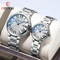 CHENXI 039 Ladies Silver Watches Woman Men Business Wristwatch G Fashion Stainless Steel Silver Watch For Couple Gifts