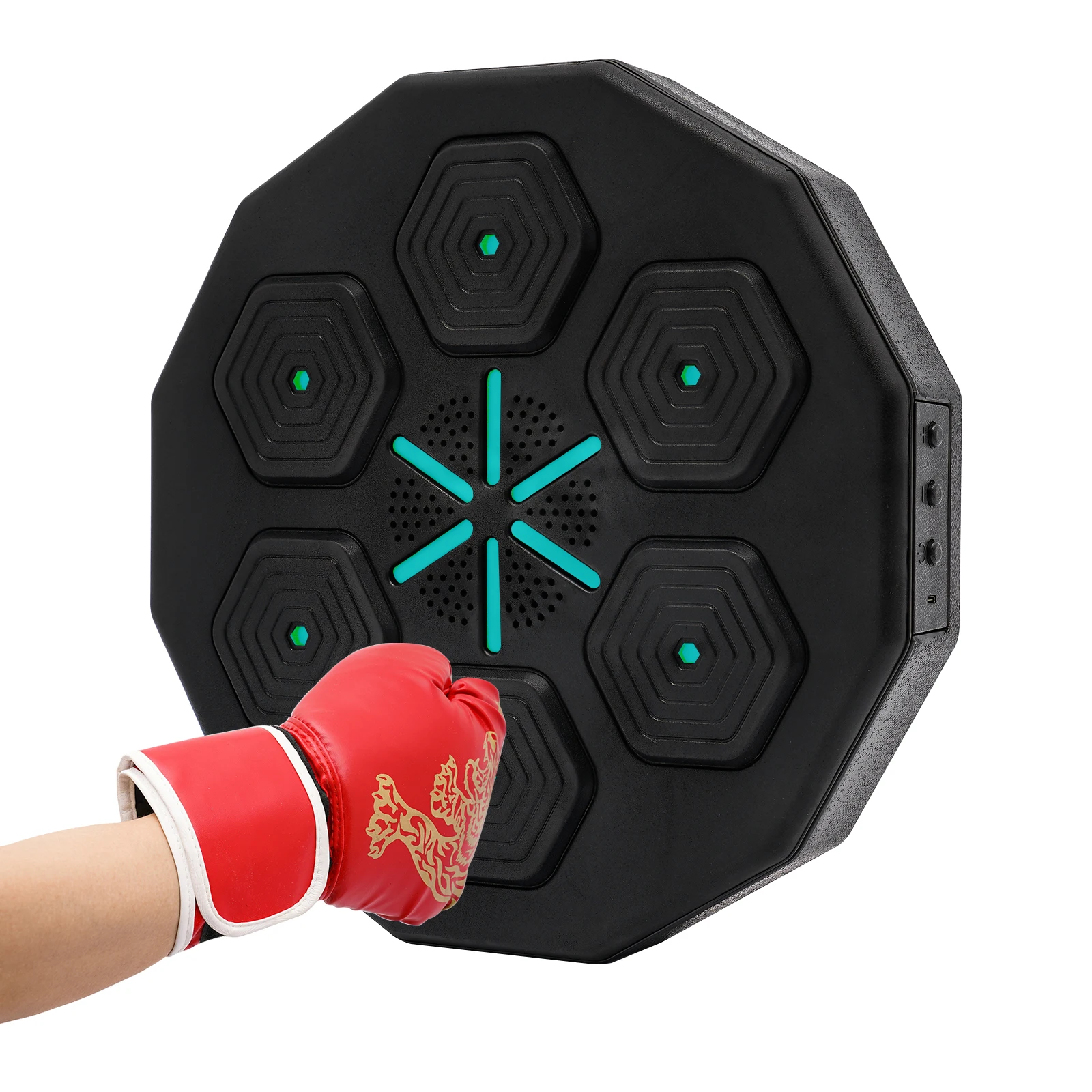 

1 Set Music Boxing Machine, Wall-Mounted Led Light Boxing Equipment, Bluetooth + Boxing Gloves+ USB Charging Cable + English Man