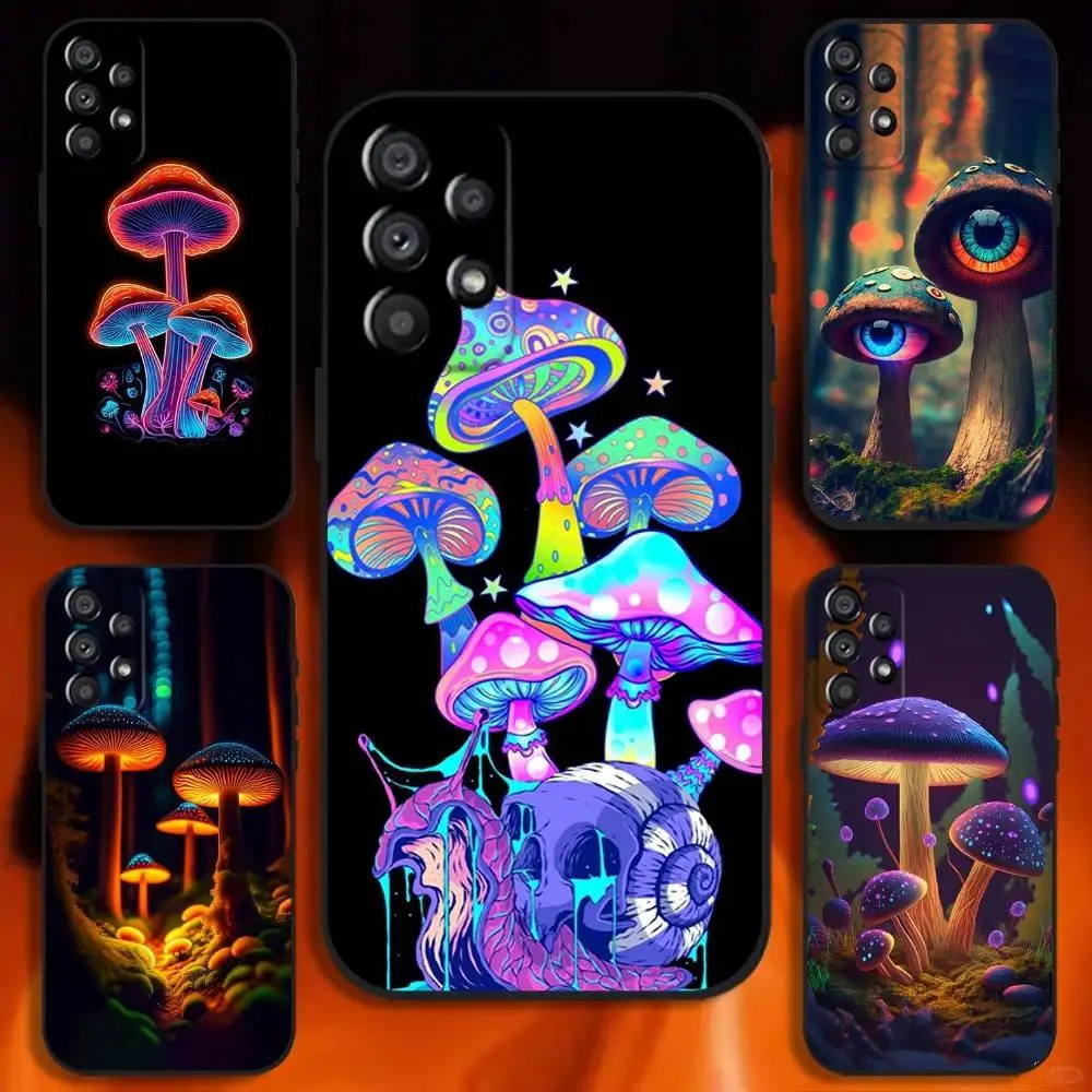 

Trippy Psychedelic Mushrooms Phone Case For Samsung Galaxy A20,A21s,A22,A31,A32,A52,A53,A72,73,A80 Soft Black Cover