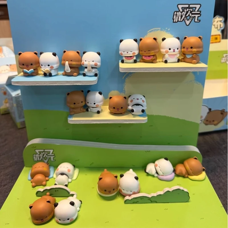 الأصلي حقيقية لطيف الدب الصغير Yier و Bubu'S اليومية الثانية صندوق أعمى مستدير تمثال لطيف زخرفة سطح المكتب الديكور لعبة Gif