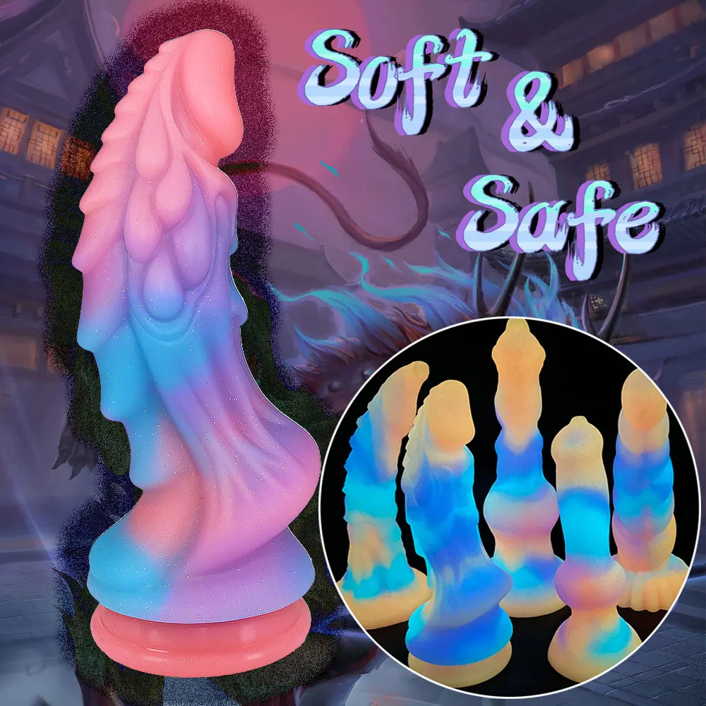 Fluorescent Bad Dragon Dildo Huge Luminous Dildos for Woman Silicone Suction Cup Dog Anal Plugs Masturbator Sex Toys for Couples