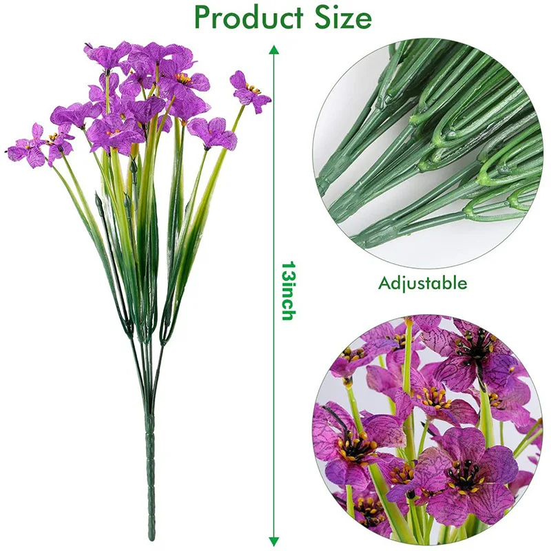 2 Bundles Artificial Flowers Outdoor UV Resistant Fake Flowers No Fade Faux Plants Garden Porch Window Box Decorating